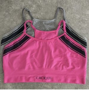 Set of 2 Cacique racer back sports bras, size 22/24, pink and grey